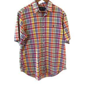 Ralph Lauren Men Shirt Large Plaid Classic Fit Multicolor Designer‎ Preppy Pride